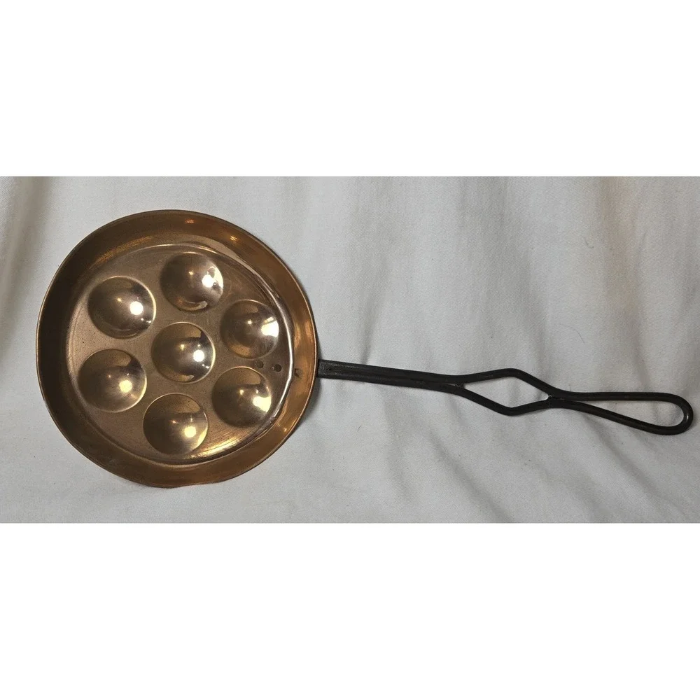 Vintage Brass Egg Cooker Hand Forged Wrought Iron Handle 17.5